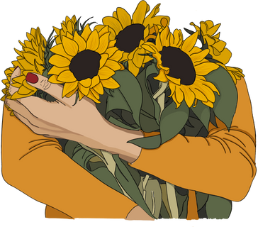 Person Holding a Sunflowers 